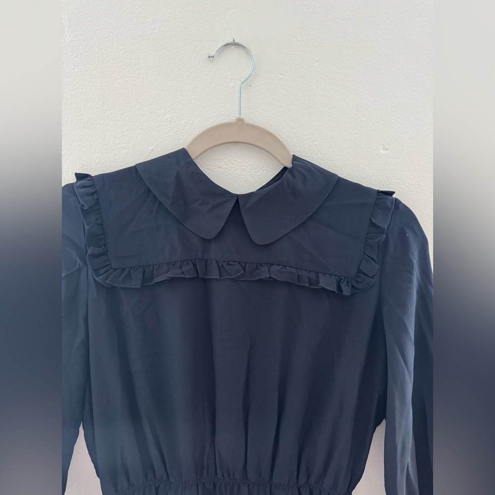 Miu Miu Silk Mini Dress with Ruffled Peter Pan Collar